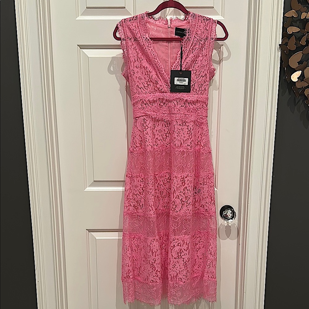 Cynthia Rowley Pink Sleeveless V-Neck Midi Dress